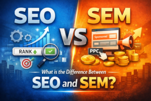 SEO vs SEM comparison illustration