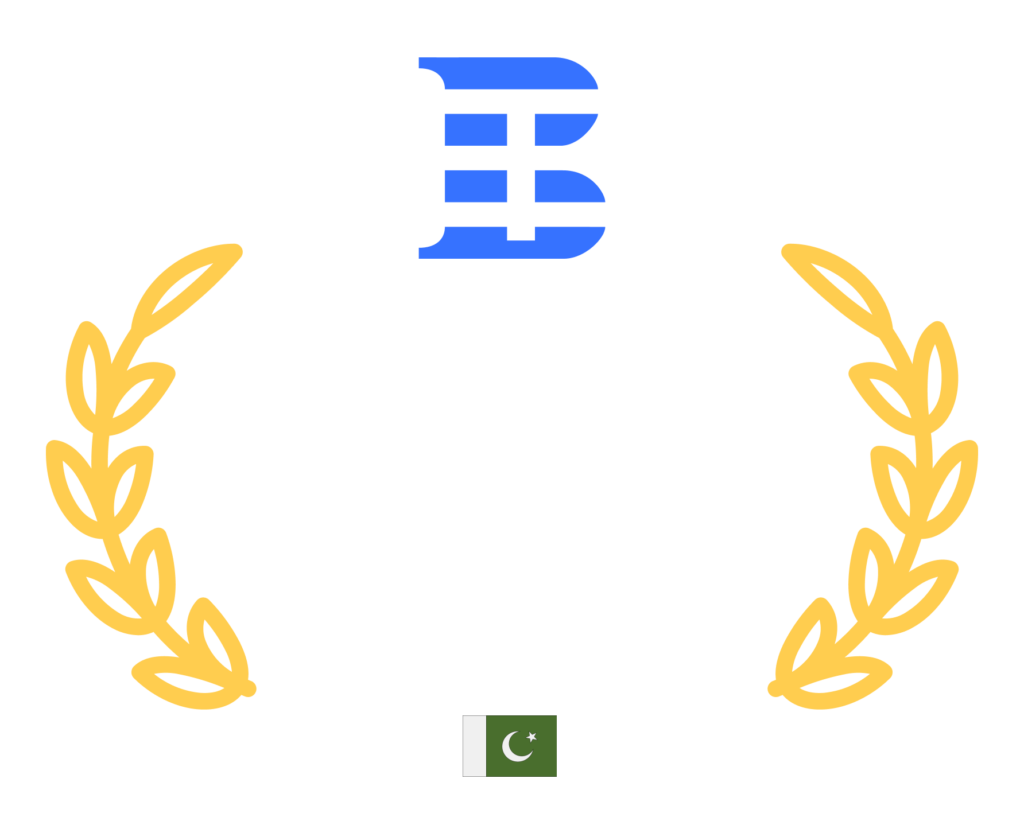 2025 Web Development Winner from Pakistan. Award logo with laurel wreath and Pakistani flag.