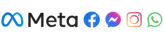 Meta logo featuring icons for Facebook, Instagram, WhatsApp, and Messenger, representing the company's suite of social media platforms.