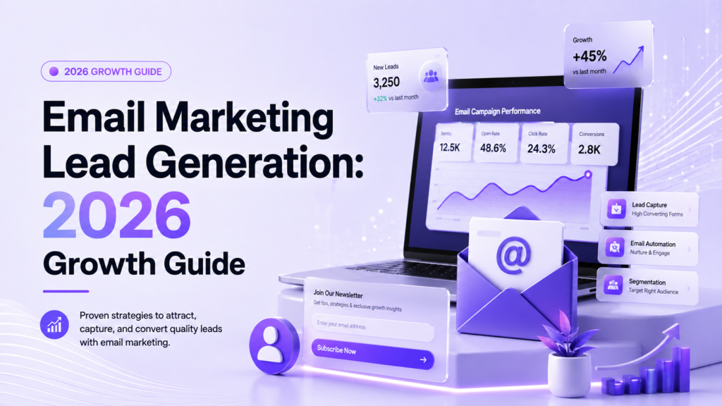Email Marketing Lead Generation 2026 Growth Guide with AI-powered email campaign dashboard, lead capture, automation, and growth analytics
