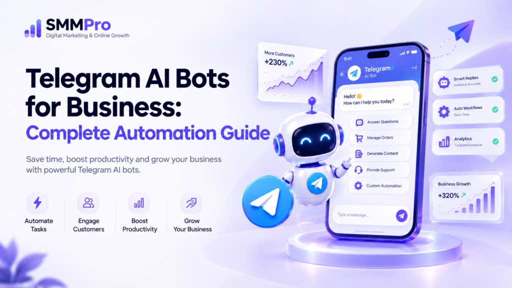 Telegram AI bots for business automation with AI chatbot, analytics dashboard, and workflow features