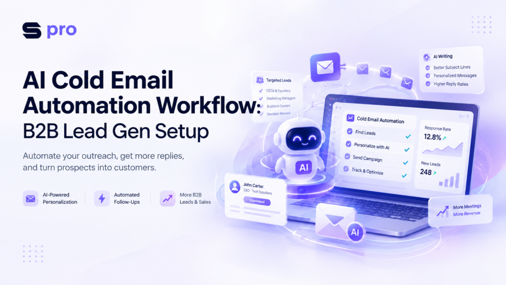 AI cold email automation workflow for B2B lead generation with automated outreach, AI personalization, and analytics dashboard