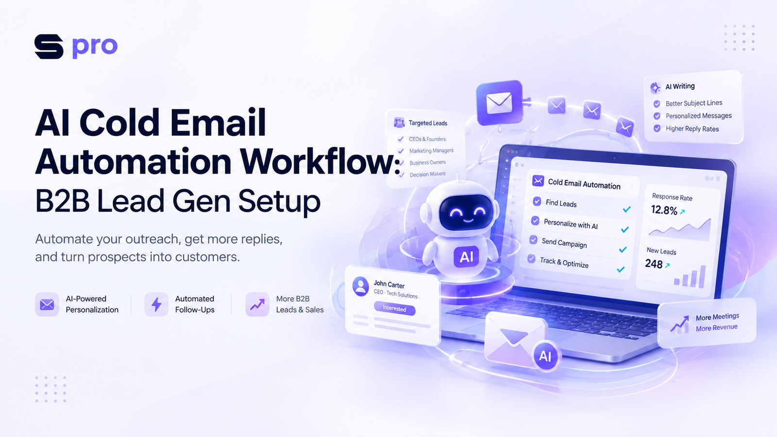 AI cold email automation workflow for B2B lead generation with automated outreach, AI personalization, and analytics dashboard