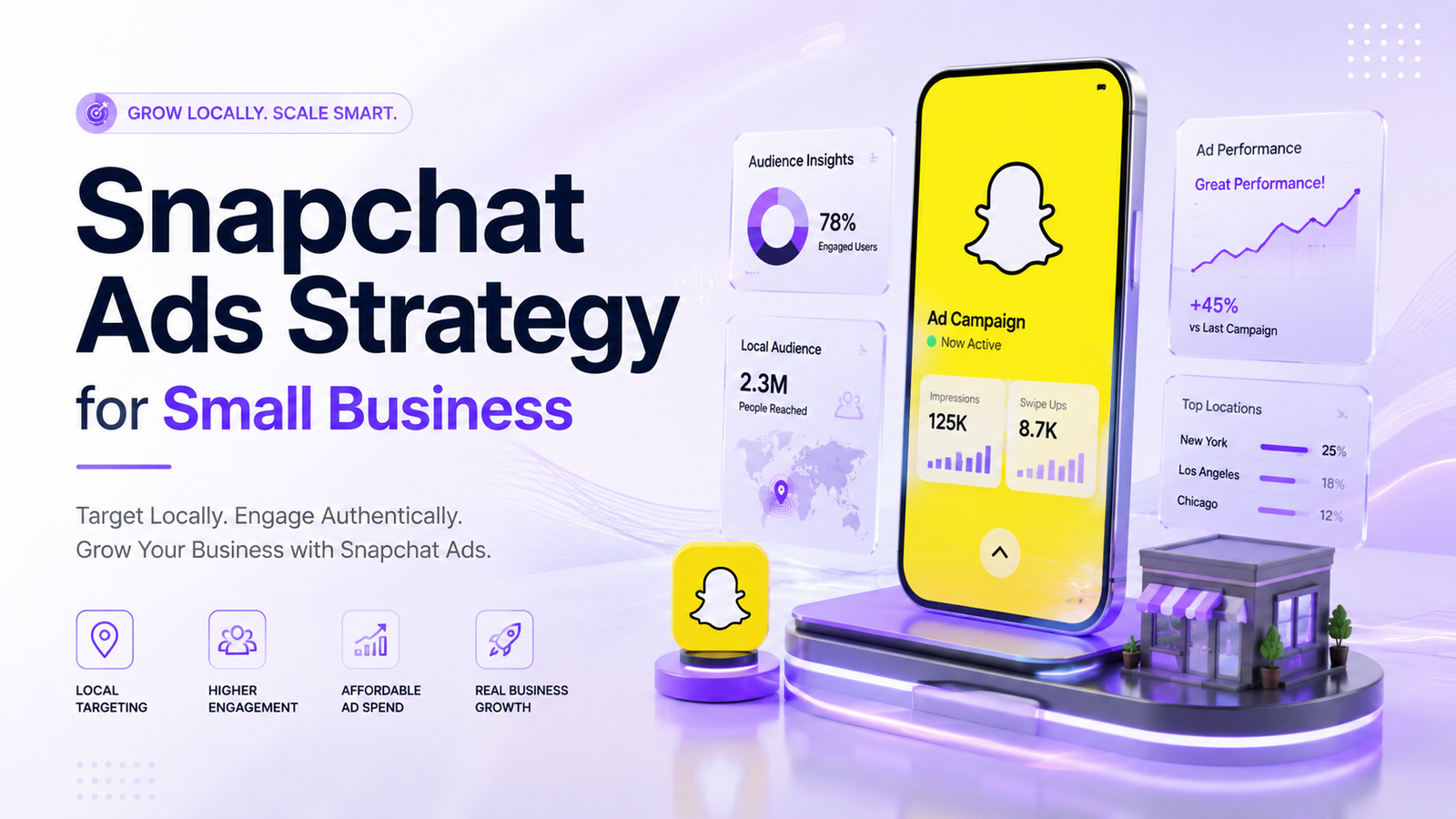 Snapchat Ads Strategy for Small Business with advertising analytics dashboard