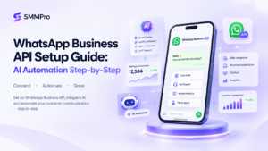 WhatsApp Business API setup guide with AI automation dashboard and chatbot integration