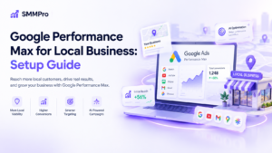 Google Performance Max for Local Business setup guide with AI-powered advertising dashboard